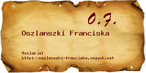 Oszlanszki Franciska névjegykártya